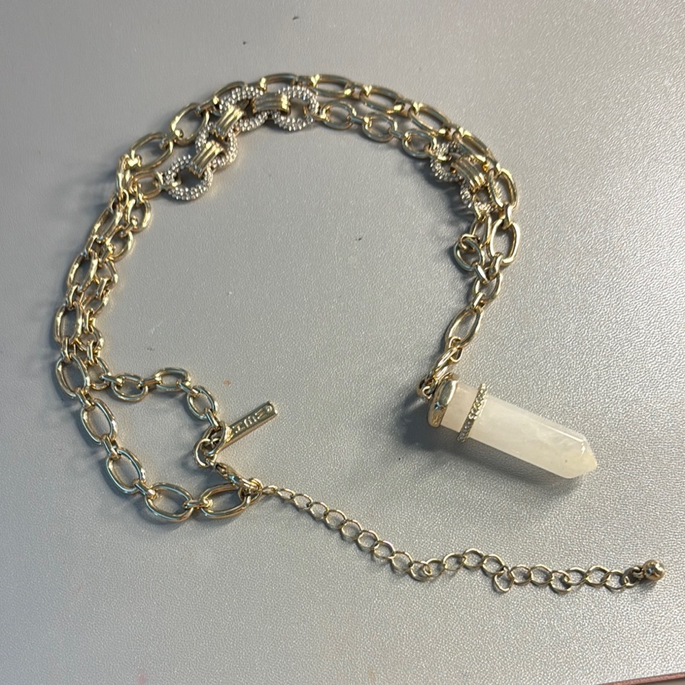 White House black market Gold and White Pendant Necklace